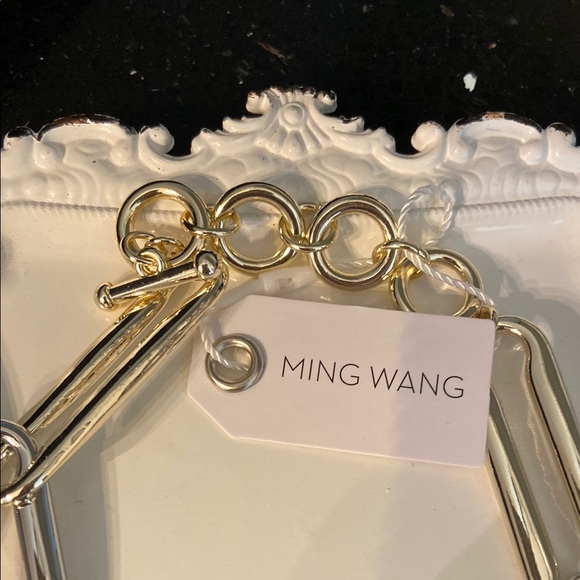 *NWT MING WANG Two Tone Short Link Collar Toggle Closure Necklace - Picture 5 of 7